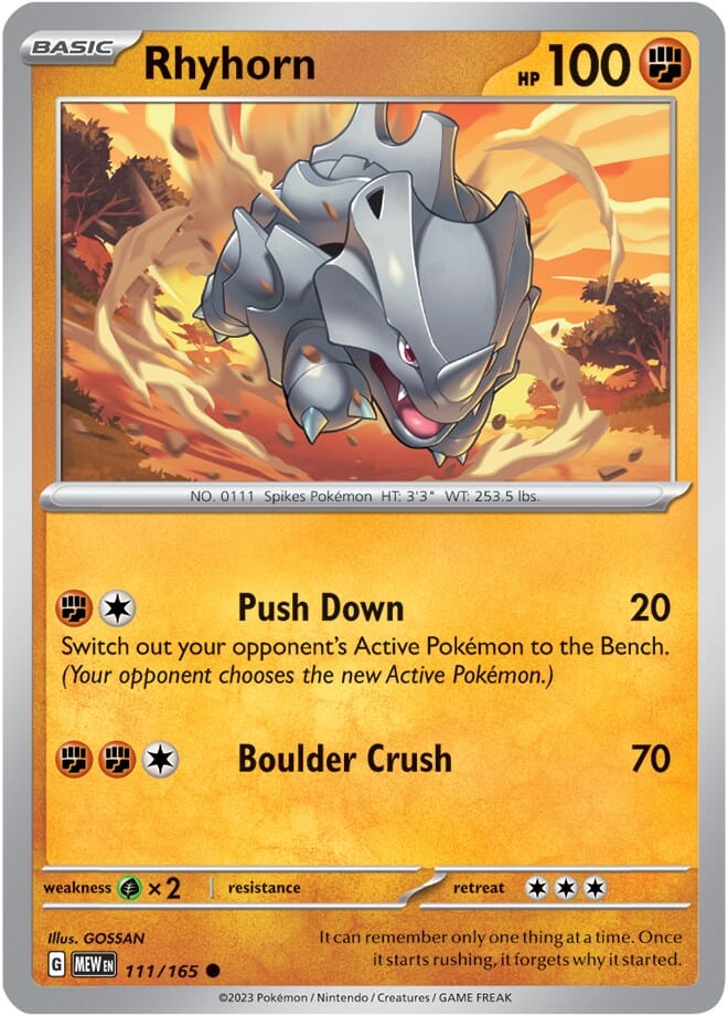 Rhyhorn (111/165) [Scarlet & Violet 151] Pokemon Single Pokémon  | Multizone: Comics And Games