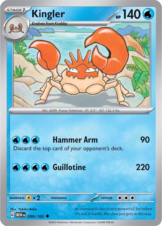 Kingler (099/165) [Scarlet & Violet 151] Pokemon Single Pokémon  | Multizone: Comics And Games