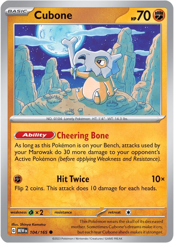 Cubone (104/165) [Scarlet & Violet 151] Pokemon Single Pokémon  | Multizone: Comics And Games