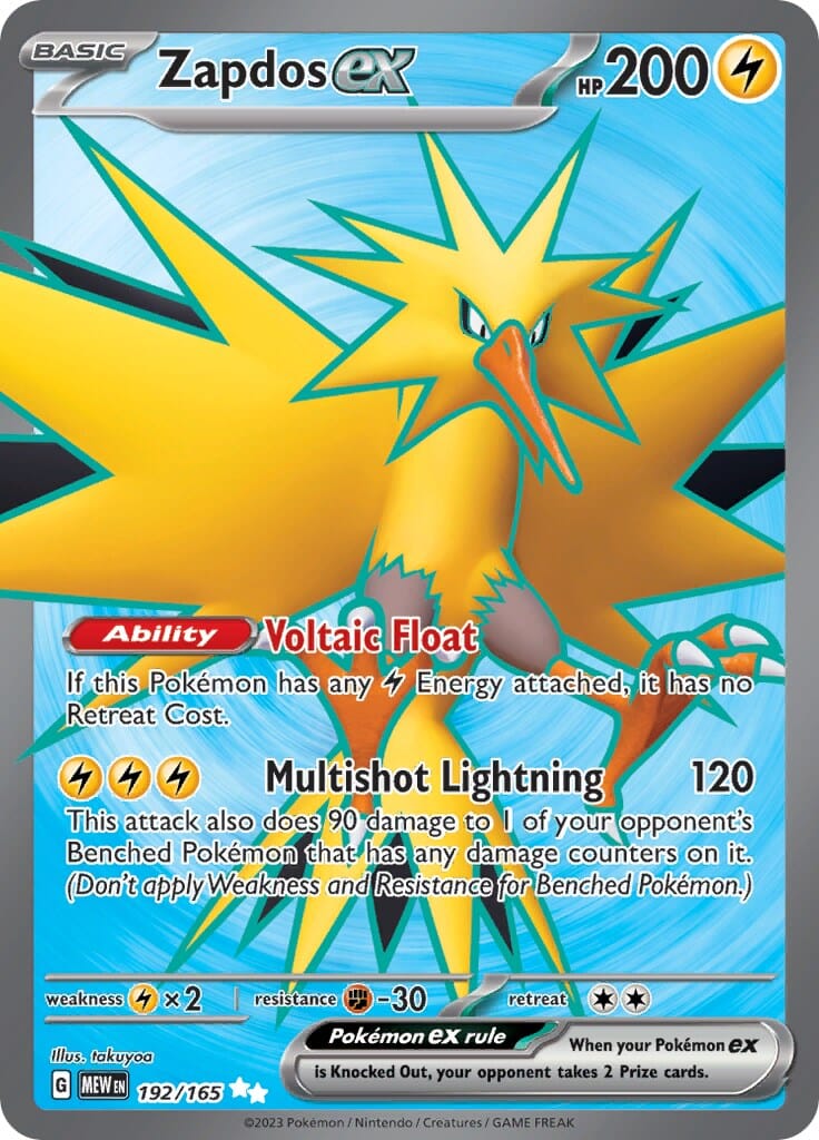 Zapdos ex (192/165) [Scarlet & Violet 151] Pokemon Single Pokémon  | Multizone: Comics And Games