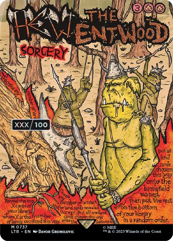 Hew the Entwood (Borderless Poster) (Serialized) [The Lord of the Rings: Tales of Middle-Earth] MTG Single Magic: The Gathering  | Multizone: Comics And Games
