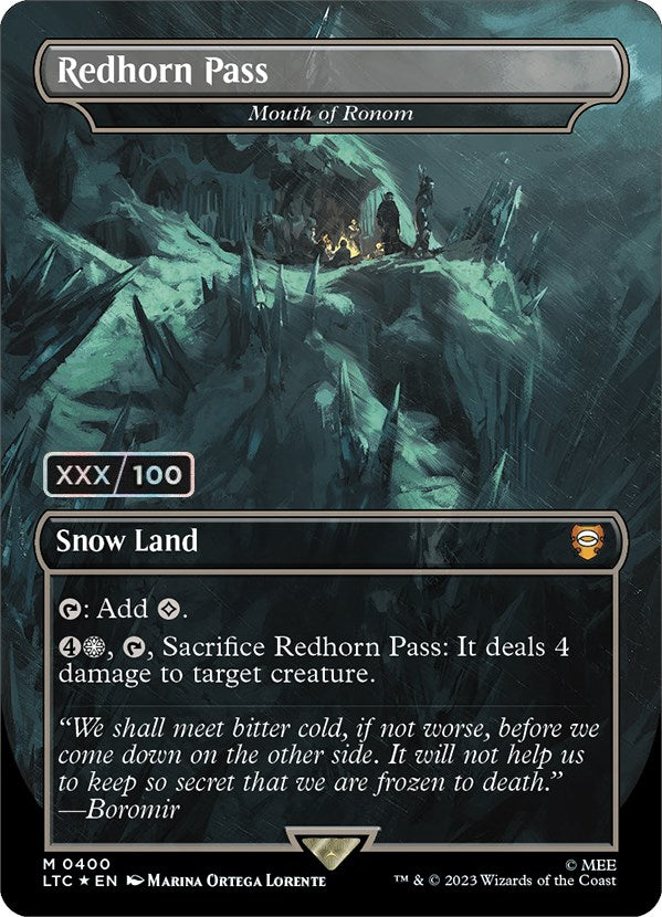 Redhorn Pass - Mouth of Ronom (Borderless) (Serialized) [The Lord of the Rings: Tales of Middle-Earth Commander] | Multizone: Comics And Games