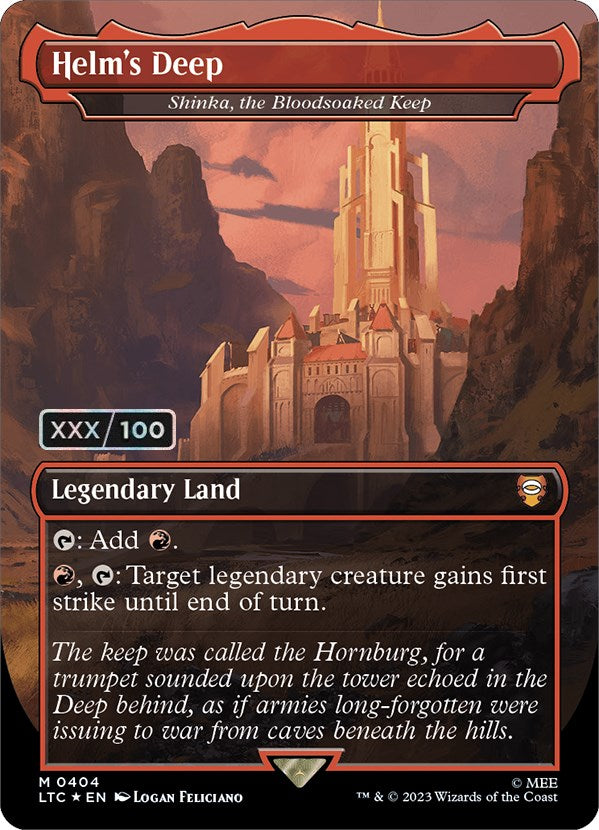 Helm's Deep - Shinka, the Bloodsoaked Keep (Borderless) (Serialized) [The Lord of the Rings: Tales of Middle-Earth Commander] | Multizone: Comics And Games