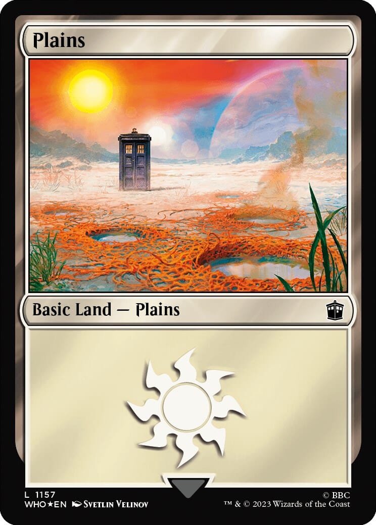 Plains (1157) (Surge Foil) [Doctor Who] MTG Single Magic: The Gathering  | Multizone: Comics And Games