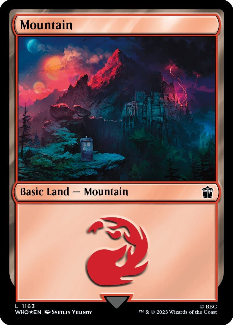 Mountain (1163) (Surge Foil) [Doctor Who] MTG Single Magic: The Gathering  | Multizone: Comics And Games