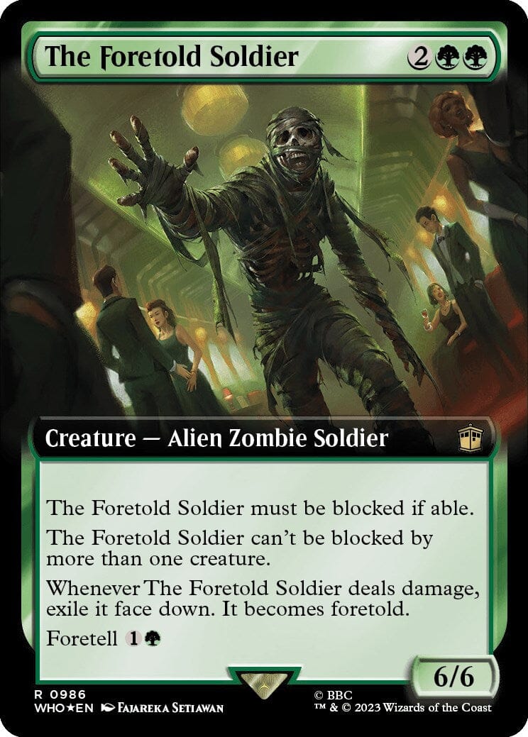 The Foretold Soldier (Extended Art) (Surge Foil) [Doctor Who] MTG Single Magic: The Gathering  | Multizone: Comics And Games