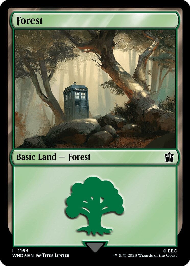 Forest (1164) (Surge Foil) [Doctor Who] MTG Single Magic: The Gathering  | Multizone: Comics And Games