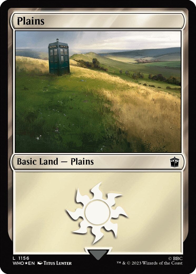 Plains (1156) (Surge Foil) [Doctor Who] MTG Single Magic: The Gathering  | Multizone: Comics And Games