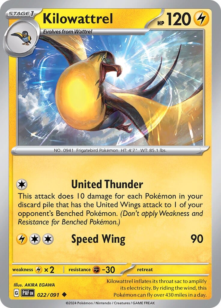 Kilowattrel (022/091) [Scarlet & Violet: Paldean Fates] Pokemon Single Pokémon  | Multizone: Comics And Games
