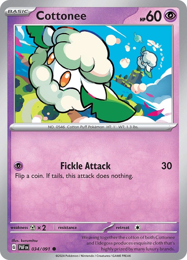 Cottonee (034/091) [Scarlet & Violet: Paldean Fates] Pokemon Single Pokémon  | Multizone: Comics And Games