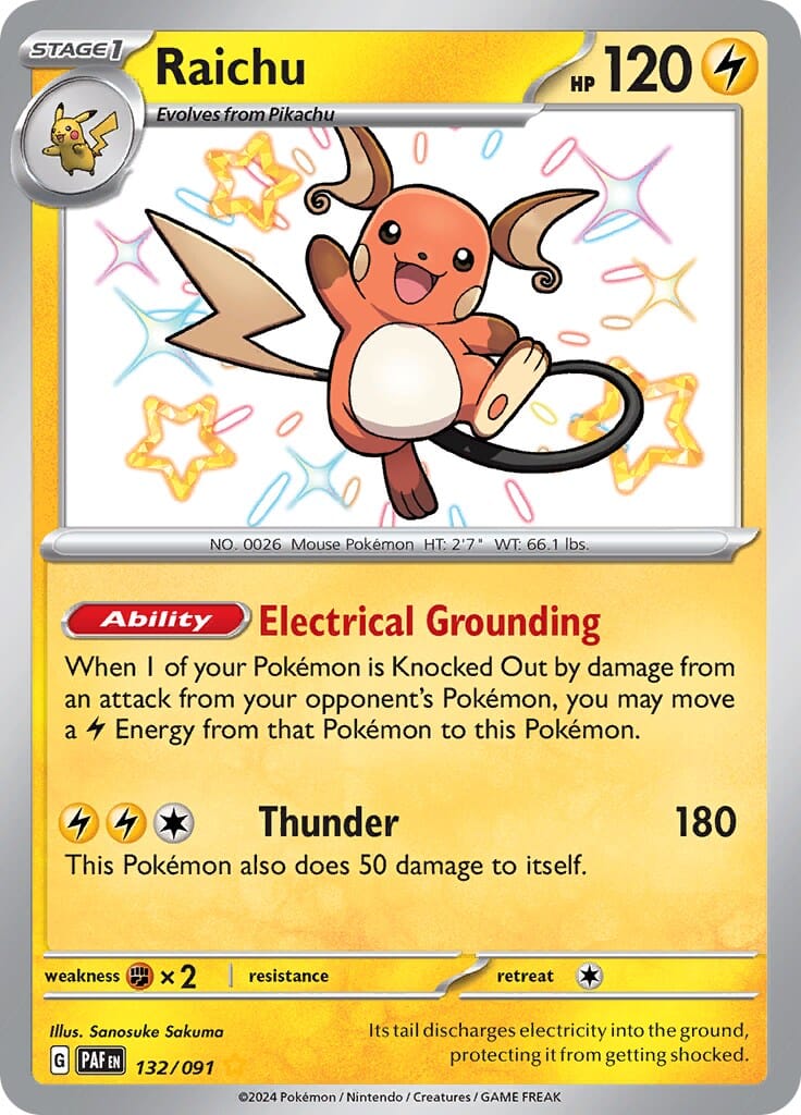 Raichu (132/091) [Scarlet & Violet: Paldean Fates] Pokemon Single Pokémon  | Multizone: Comics And Games