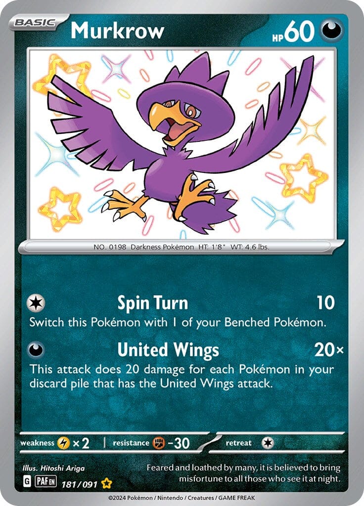 Murkrow (181/091) [Scarlet & Violet: Paldean Fates] Pokemon Single Pokémon  | Multizone: Comics And Games