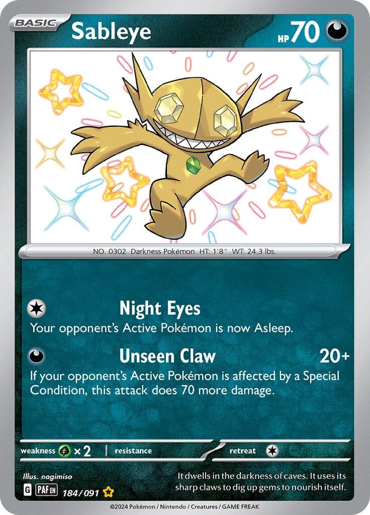 Sableye (184/091) [Scarlet & Violet: Paldean Fates] Pokemon Single Pokémon  | Multizone: Comics And Games