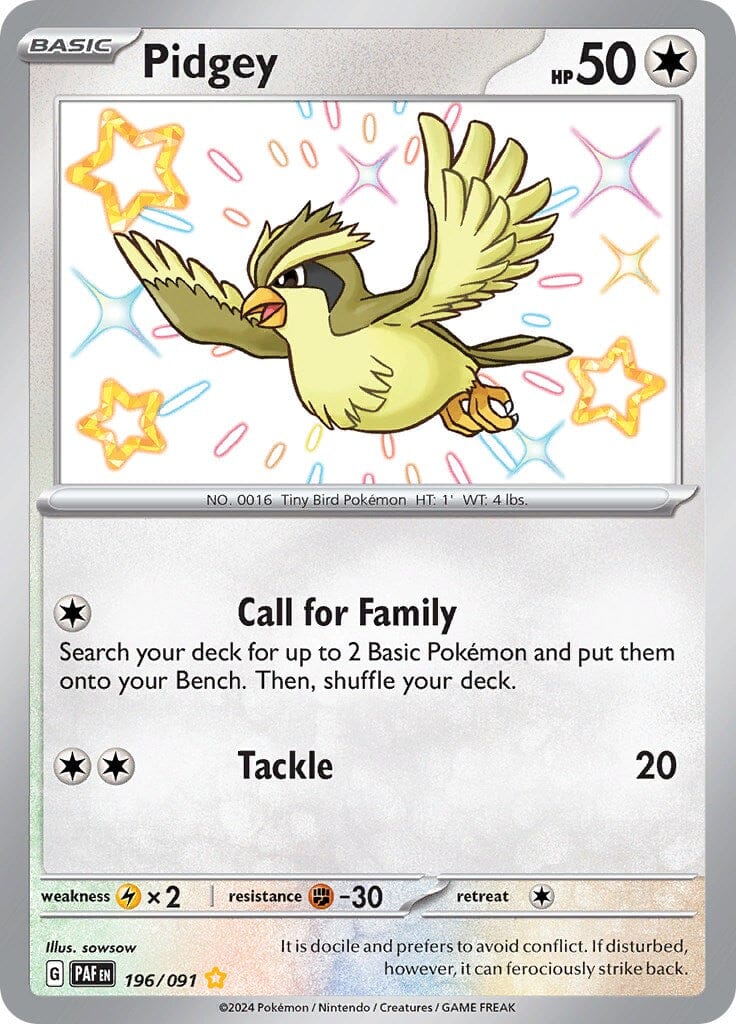 Pidgey (196/091) [Scarlet & Violet: Paldean Fates] Pokemon Single Pokémon  | Multizone: Comics And Games