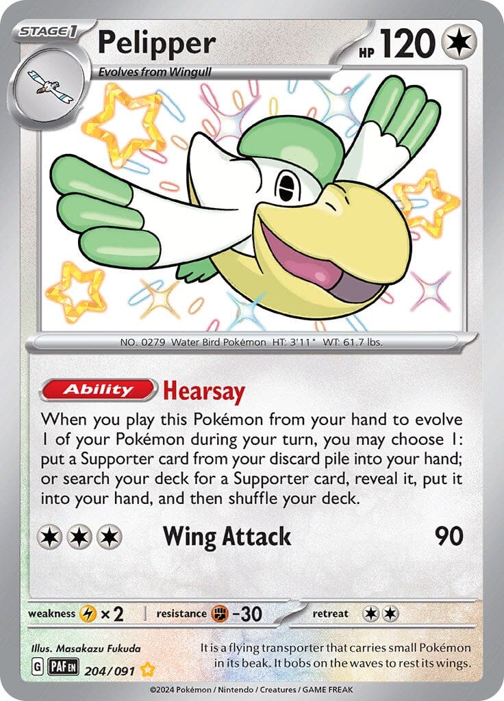 Pelipper (204/091) [Scarlet & Violet: Paldean Fates] Pokemon Single Pokémon  | Multizone: Comics And Games
