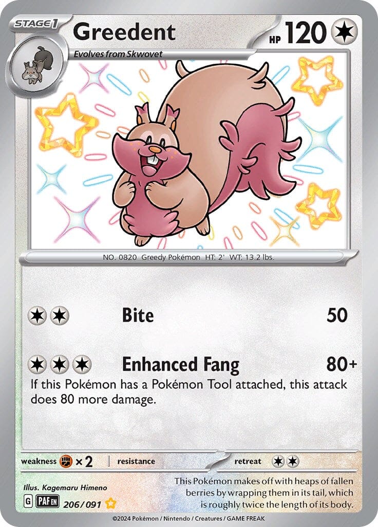 Greedent (206/091) [Scarlet & Violet: Paldean Fates] Pokemon Single Pokémon  | Multizone: Comics And Games