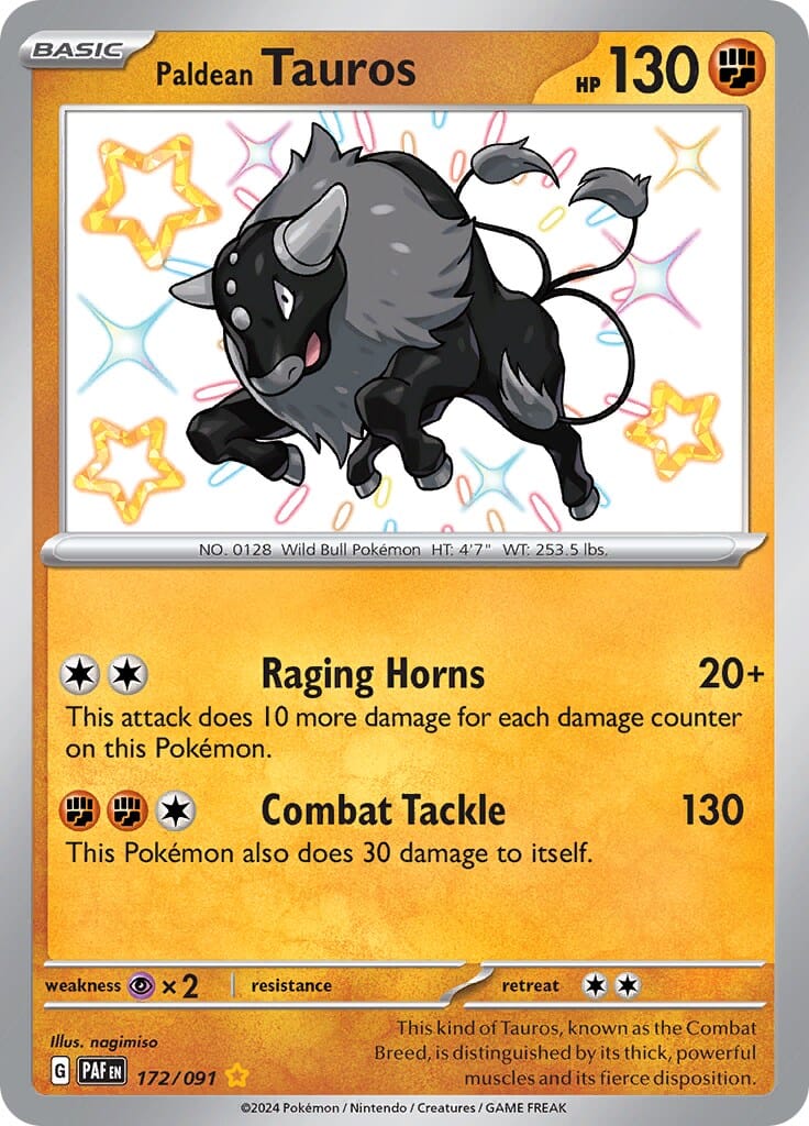 Paldean Tauros (172/091) [Scarlet & Violet: Paldean Fates] Pokemon Single Pokémon  | Multizone: Comics And Games
