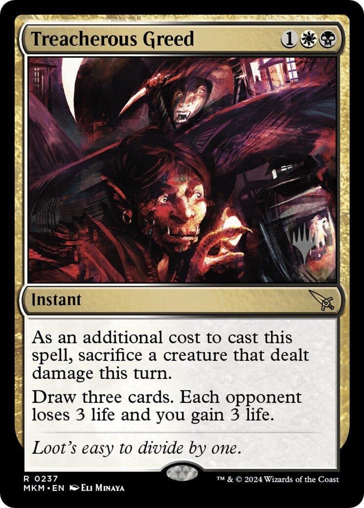 Treacherous Greed (Promo Pack) [Murders at Karlov Manor Promos] MTG Single Magic: The Gathering  | Multizone: Comics And Games