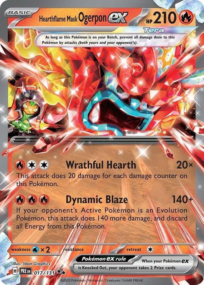 Hearthflame Mask Ogerpon ex (017/131) [Scarlet & Violet: Prismatic Evolutions] Pokemon Single Pokémon  | Multizone: Comics And Games
