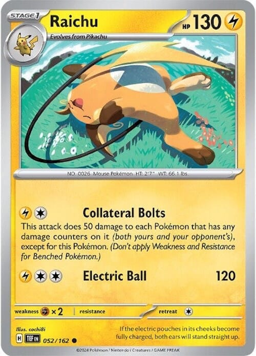 Raichu (052/162) [Scarlet & Violet: Temporal Forces] Pokemon Single Pokémon  | Multizone: Comics And Games