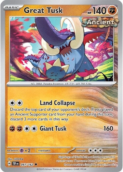 Great Tusk (097/162) [Scarlet & Violet: Temporal Forces] Pokemon Single Pokémon  | Multizone: Comics And Games
