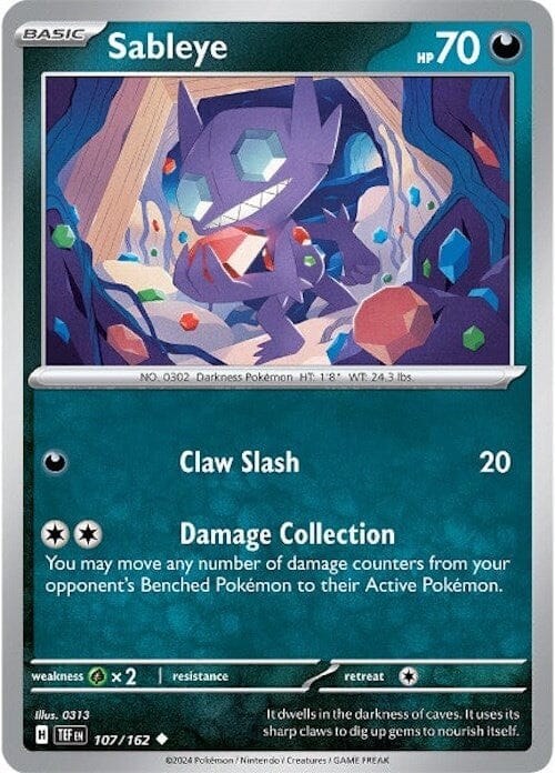 Sableye (107/162) [Scarlet & Violet: Temporal Forces] Pokemon Single Pokémon  | Multizone: Comics And Games