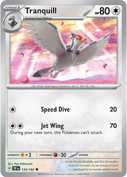 Tranquill (134/162) [Scarlet & Violet: Temporal Forces] Pokemon Single Pokémon  | Multizone: Comics And Games
