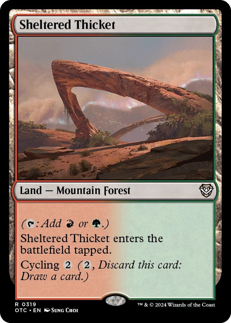 Sheltered Thicket [Outlaws of Thunder Junction Commander] MTG Single Magic: The Gathering  | Multizone: Comics And Games