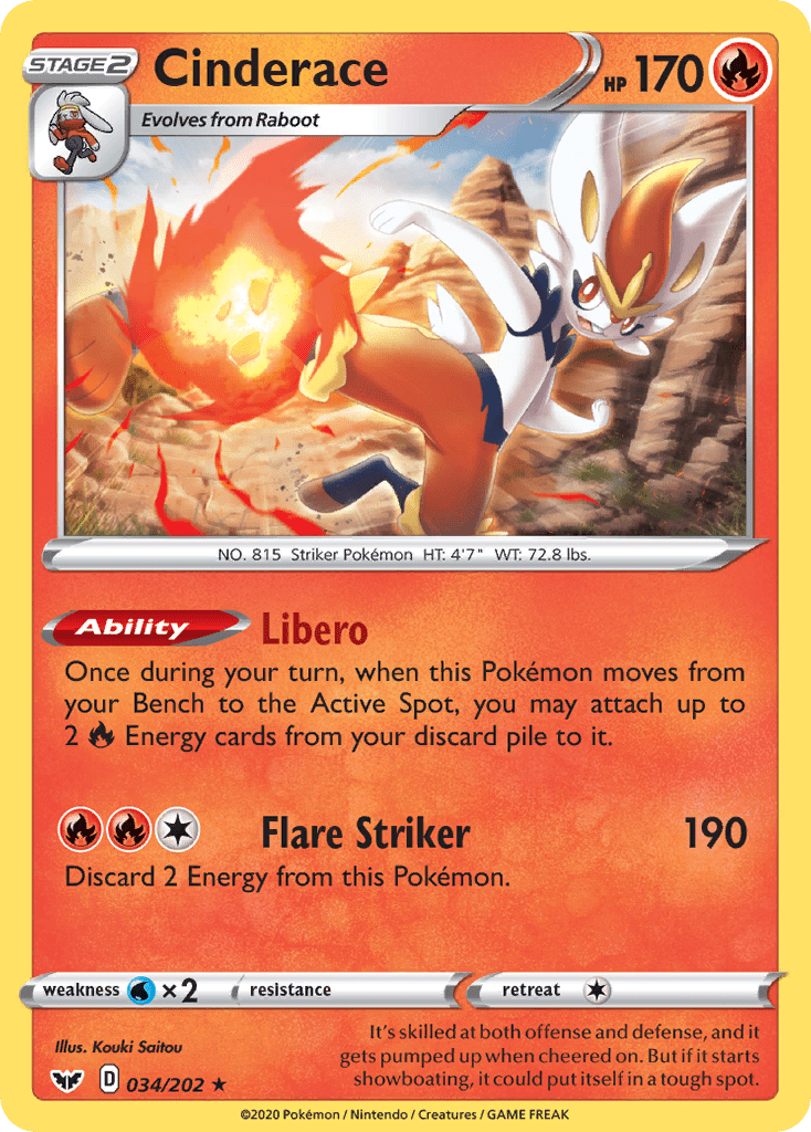 Cinderace (034/202) (Theme Deck Exclusive) [Sword & Shield: Base Set] Pokemon Single Pokémon  | Multizone: Comics And Games