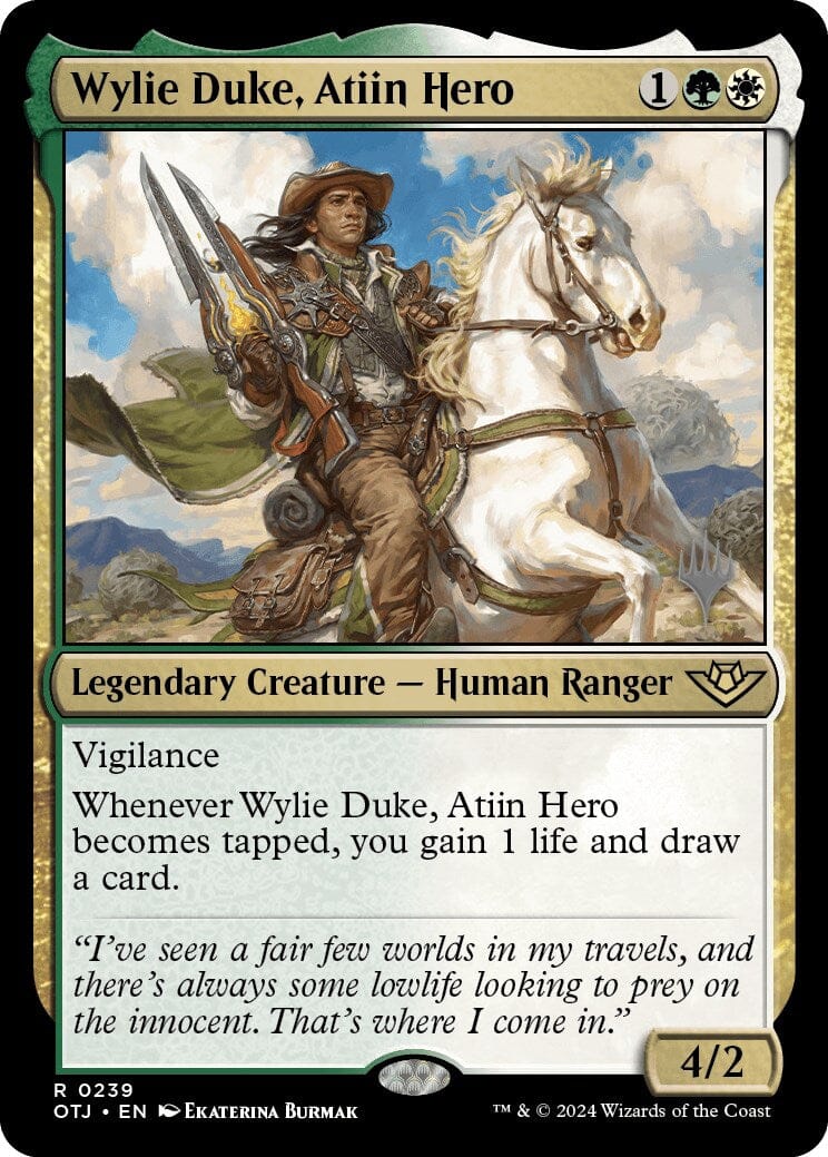 Wylie Duke, Atiin Hero (Promo Pack) [Outlaws of Thunder Junction Promos] MTG Single Magic: The Gathering  | Multizone: Comics And Games