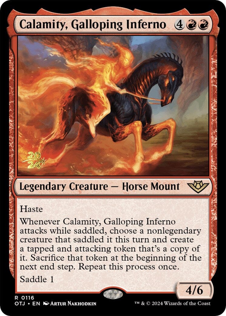 Calamity, Galloping Inferno [Outlaws of Thunder Junction Prerelease Promos] MTG Single Magic: The Gathering  | Multizone: Comics And Games