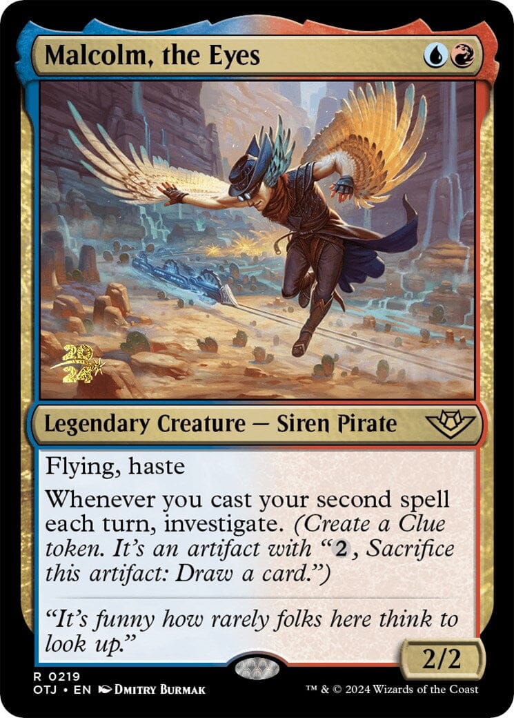 Malcolm, the Eyes [Outlaws of Thunder Junction Prerelease Promos] MTG Single Magic: The Gathering  | Multizone: Comics And Games