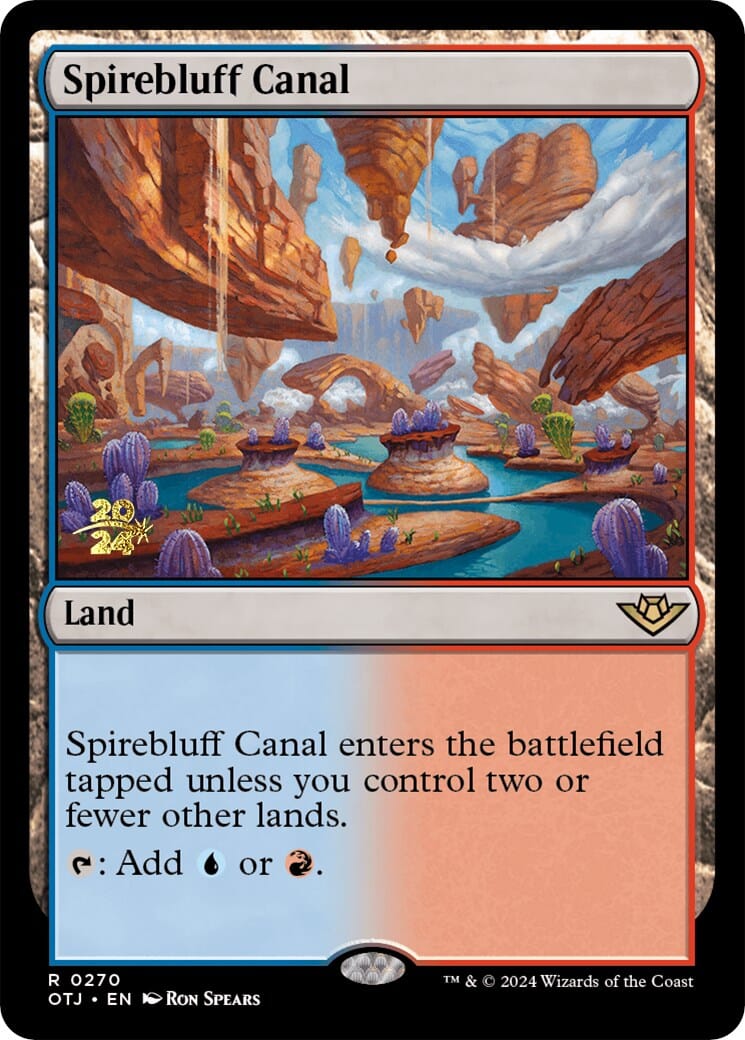 Spirebluff Canal (OTJ) [Outlaws of Thunder Junction Prerelease Promos] MTG Single Magic: The Gathering  | Multizone: Comics And Games