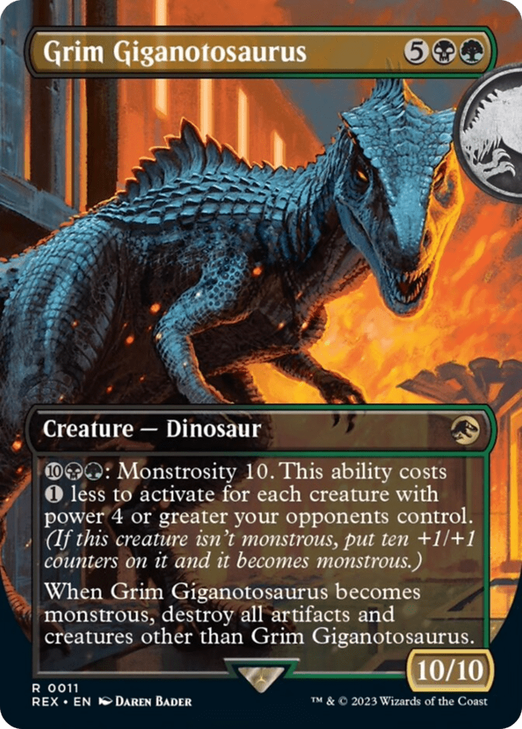 Grim Giganotosaurus (Borderless) [Jurassic World Collection] MTG Single Magic: The Gathering  | Multizone: Comics And Games