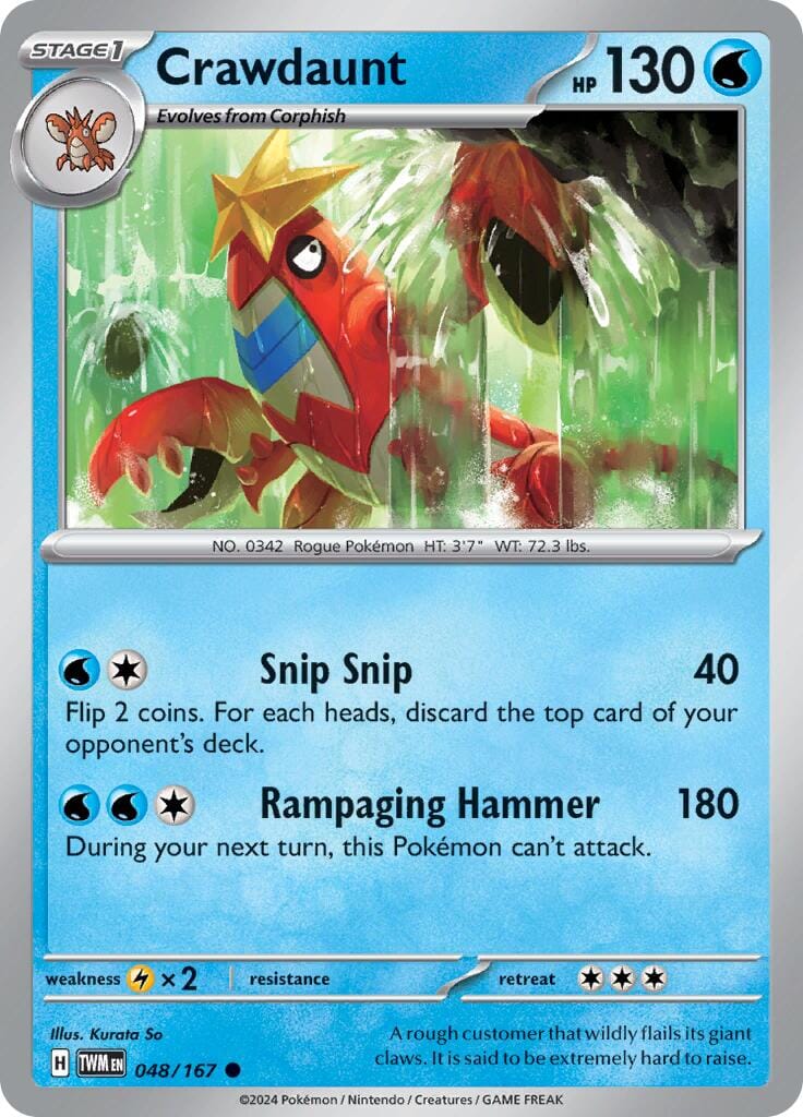 Crawdaunt (048/167) [Scarlet & Violet: Twilight Masquerade] Pokemon Single Pokémon  | Multizone: Comics And Games