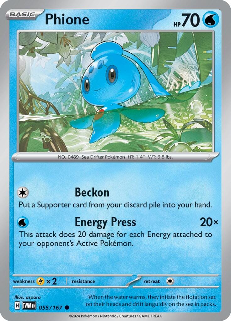 Phione (055/167) [Scarlet & Violet: Twilight Masquerade] Pokemon Single Pokémon  | Multizone: Comics And Games