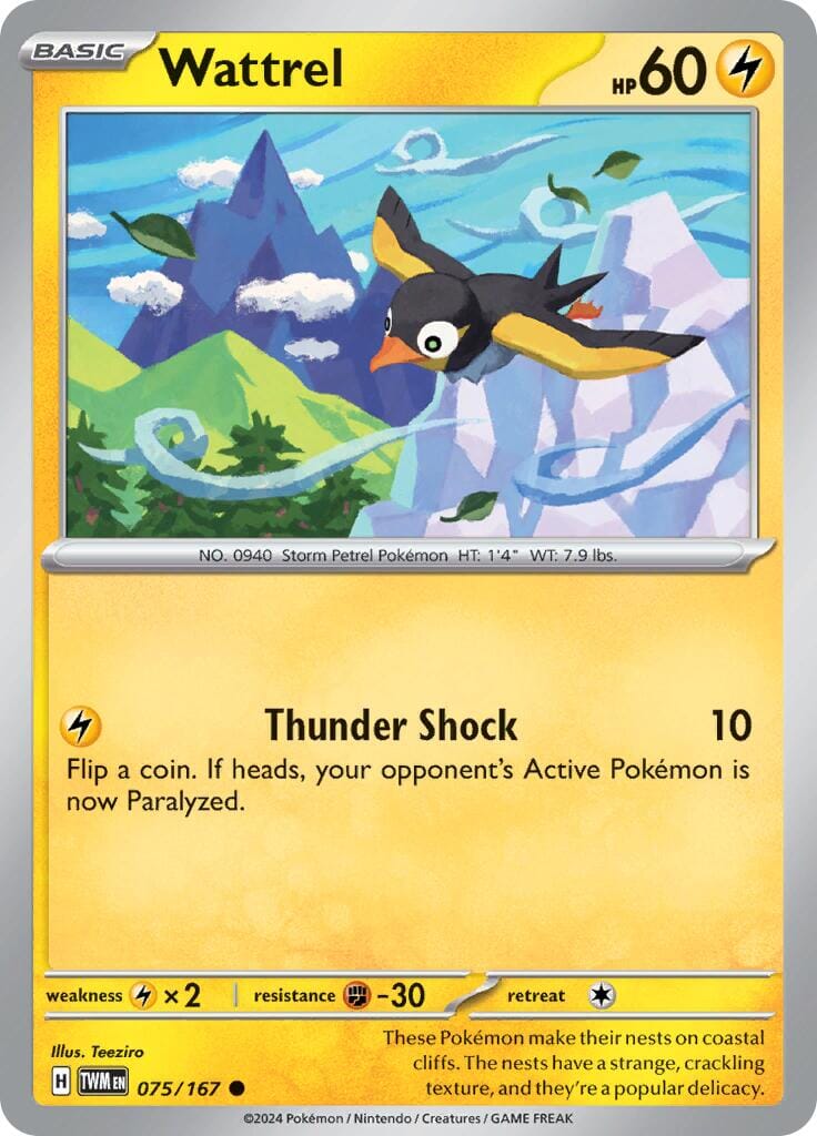 Wattrel (075/167) [Scarlet & Violet: Twilight Masquerade] Pokemon Single Pokémon  | Multizone: Comics And Games