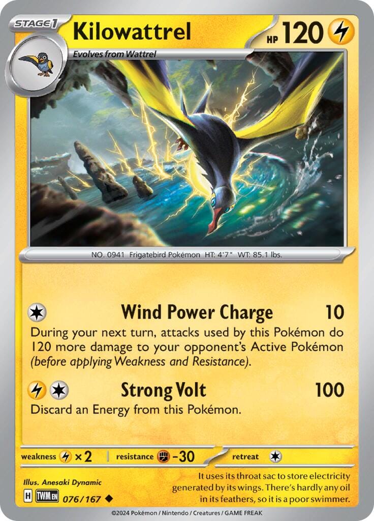 Kilowattrel (076/167) [Scarlet & Violet: Twilight Masquerade] Pokemon Single Pokémon  | Multizone: Comics And Games