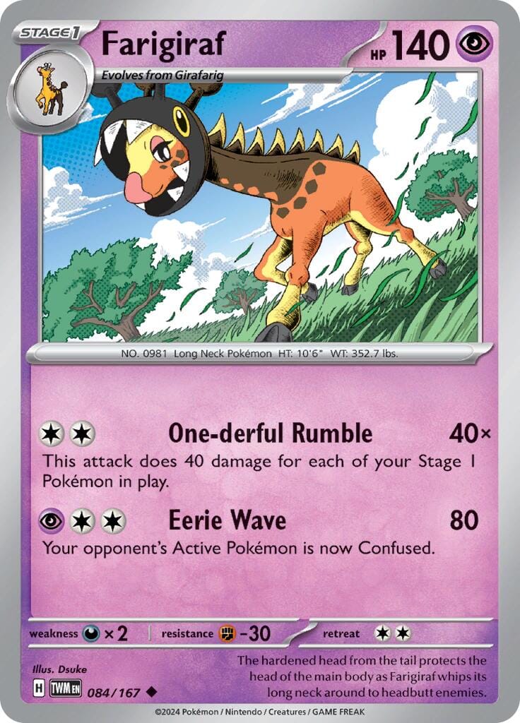 Farigiraf (084/167) [Scarlet & Violet: Twilight Masquerade] Pokemon Single Pokémon  | Multizone: Comics And Games