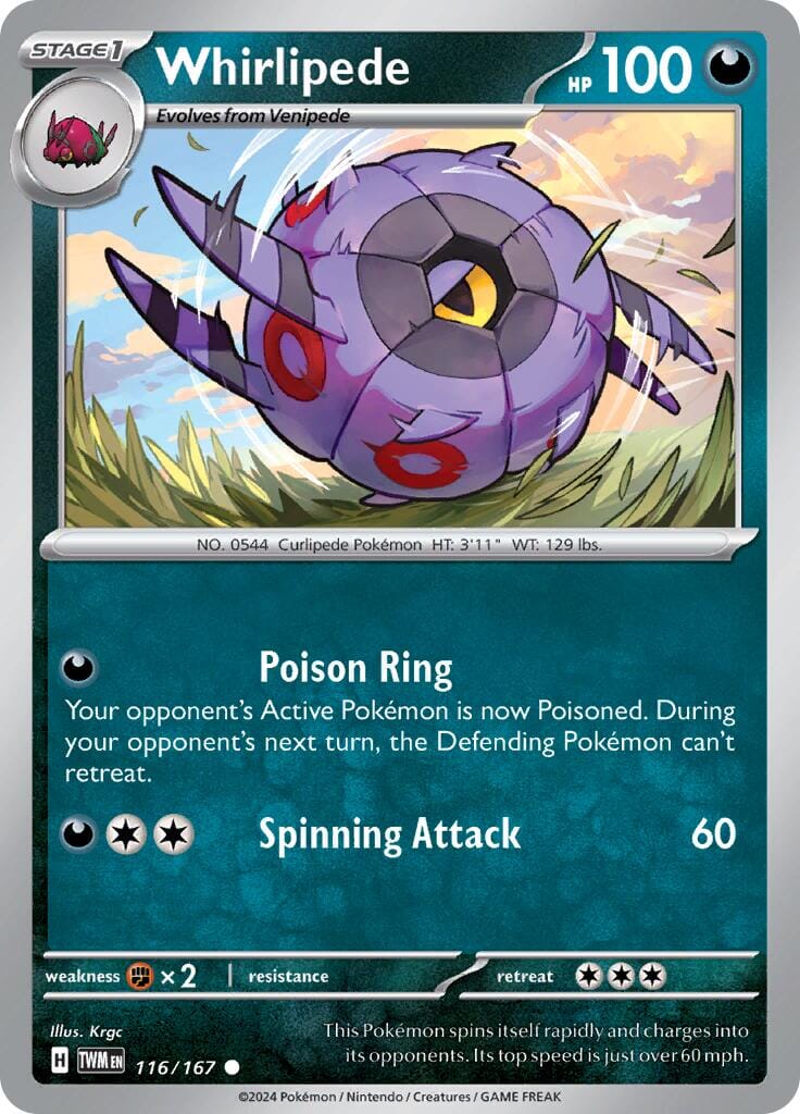 Whirlipede (116/167) [Scarlet & Violet: Twilight Masquerade] Pokemon Single Pokémon  | Multizone: Comics And Games