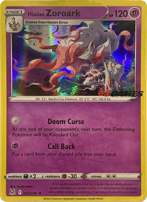 Hisuian Zoroark (076/196) (EB Games Exclusive) [Sword & Shield: Lost Origin] Pokemon Single Pokémon  | Multizone: Comics And Games