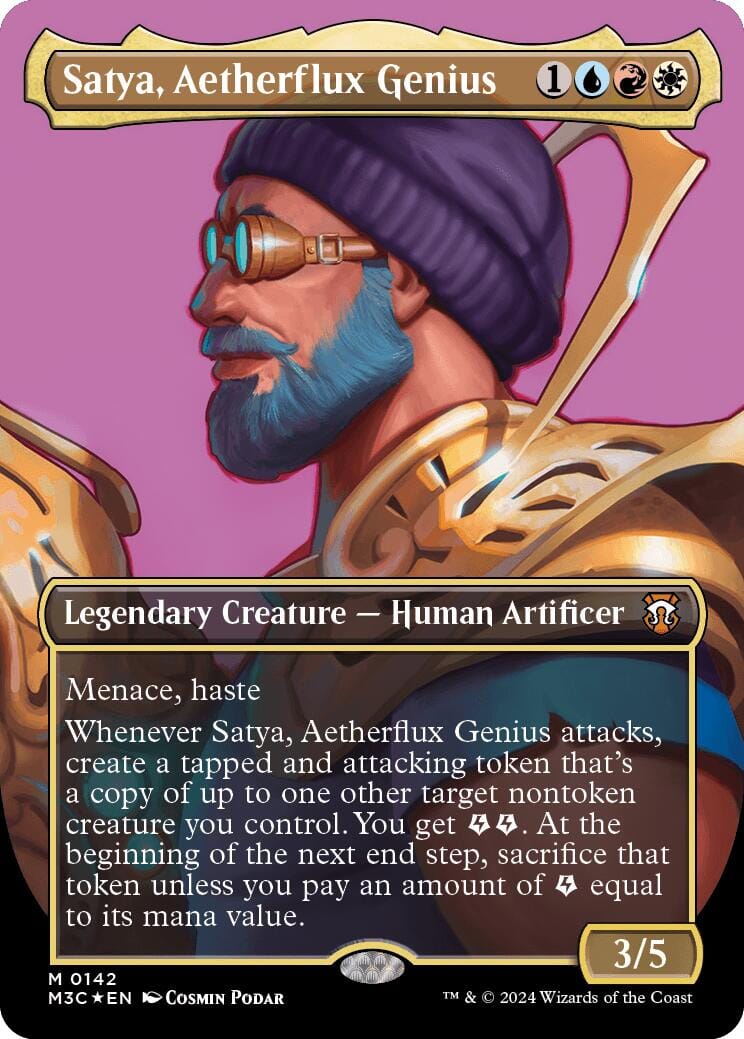 Satya, Aetherflux Genius (Borderless) (Ripple Foil) [Modern Horizons 3 Commander] MTG Single Magic: The Gathering  | Multizone: Comics And Games