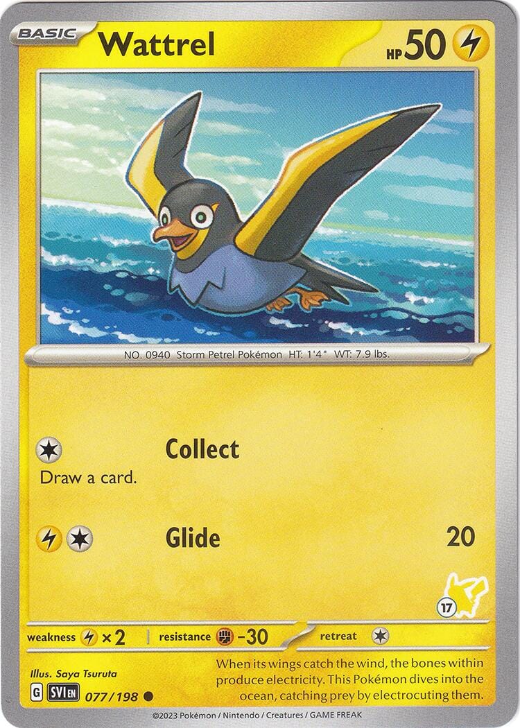 Wattrel (077/193) (Pikachu Stamp #17) [Battle Academy 2024] Pokemon Single Pokémon  | Multizone: Comics And Games