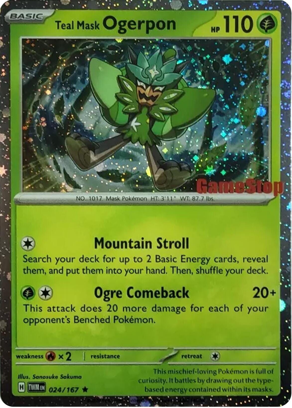 Teal Mask Ogerpon (024/167) (Cosmos Holo) (GameStop Exclusive) [Scarlet & Violet: Twilight Masquerade] Pokemon Single Pokémon  | Multizone: Comics And Games