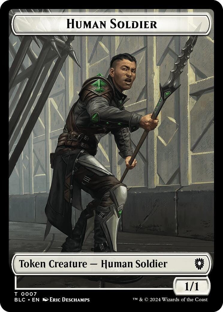 Human Soldier // Wolf (035) Double-Sided Token [Bloomburrow Commander Tokens] MTG Single Magic: The Gathering  | Multizone: Comics And Games