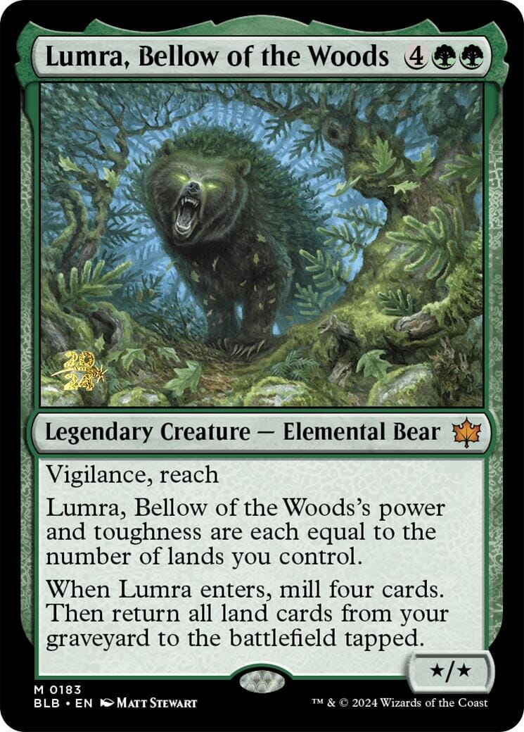 Lumra, Bellow of the Woods [Bloomburrow Prerelease Promos] MTG Single Magic: The Gathering  | Multizone: Comics And Games