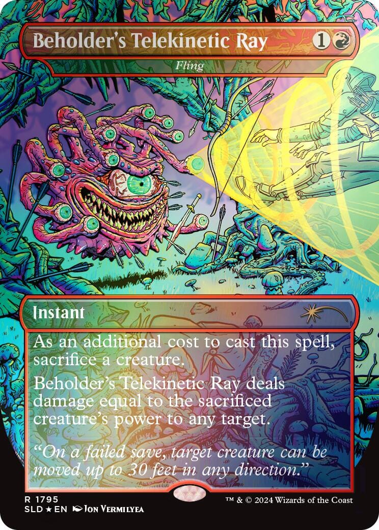 Beholder's Telekinetic Ray - Fling (Rainbow Foil) [Secret Lair Drop Series] MTG Single Magic: The Gathering  | Multizone: Comics And Games