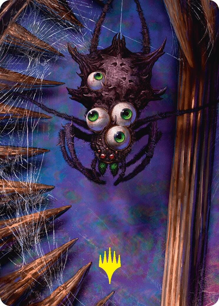 Spider Art Card (Gold-Stamped Planeswalker Symbol) [Duskmourn: House of Horror Art Series] MTG Single Magic: The Gathering  | Multizone: Comics And Games