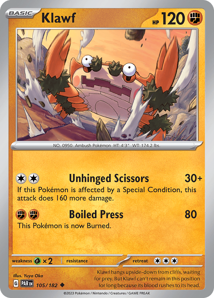 Klawf (105/182) [Scarlet & Violet: Paradox Rift] Pokemon Single Pokémon  | Multizone: Comics And Games