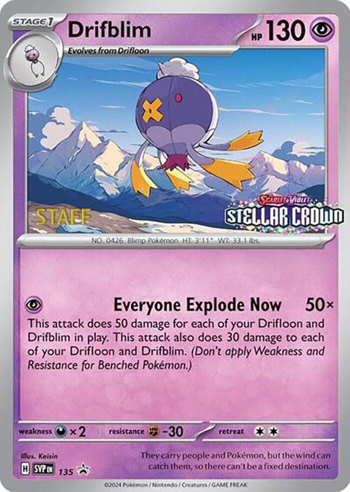 Drifblim (135) (Staff Promo) [Scarlet & Violet: Black Star Promos] Pokemon Single Pokémon  | Multizone: Comics And Games